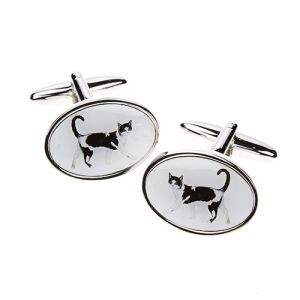 At Home in the Country - Black and White Cat Cufflinks