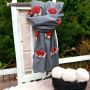 At Home in the Country - Burgundy Mohair Sheep on Charcoal Scarf