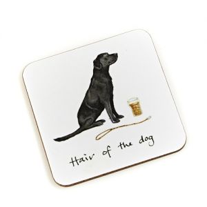 At Home in the Country - "Hair of the Dog" Black Labrador Coaster