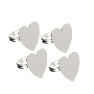 At Home in the Country - Heart Shape Set of Silverplate Napkin Rings