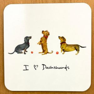 At Home in the Country - I love Dachshunds Coaster