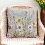 At Home in the Country - NEW Square Embroidered Cushion, pinks,creams & yellows