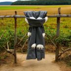 At Home in the Country - NEW White Mohair Sheep on Charcoal Scarf