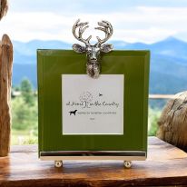 Stag Head on Green Square Frame