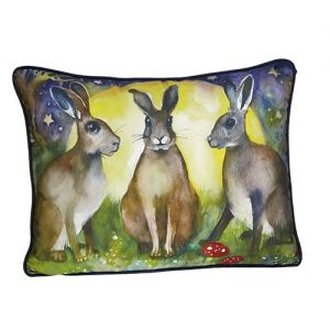 At Home in the Country - Three Hares & Moon Cushion