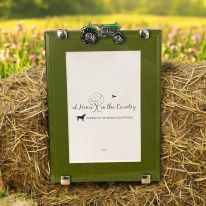 Vintage Tractor on Green Rectangle Frame